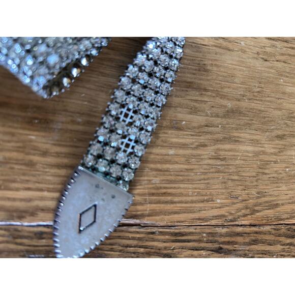 Vintage Rhinestone Western Belt 46” Length Bling Pop New Years Eve Heavy Buckle - Picture 4 of 8
